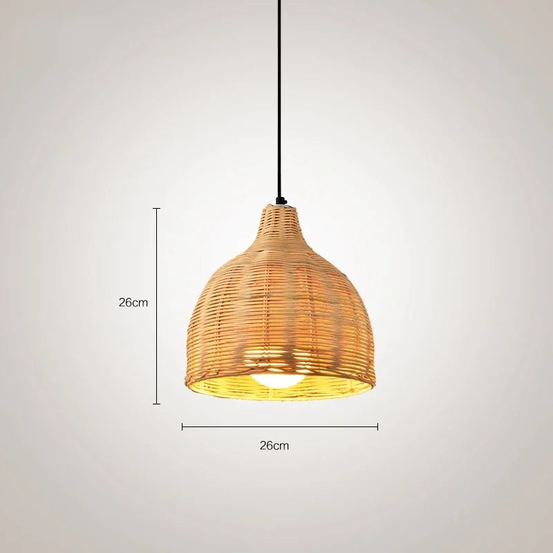 Woven Bamboo Pendant: Rural Loft Style.