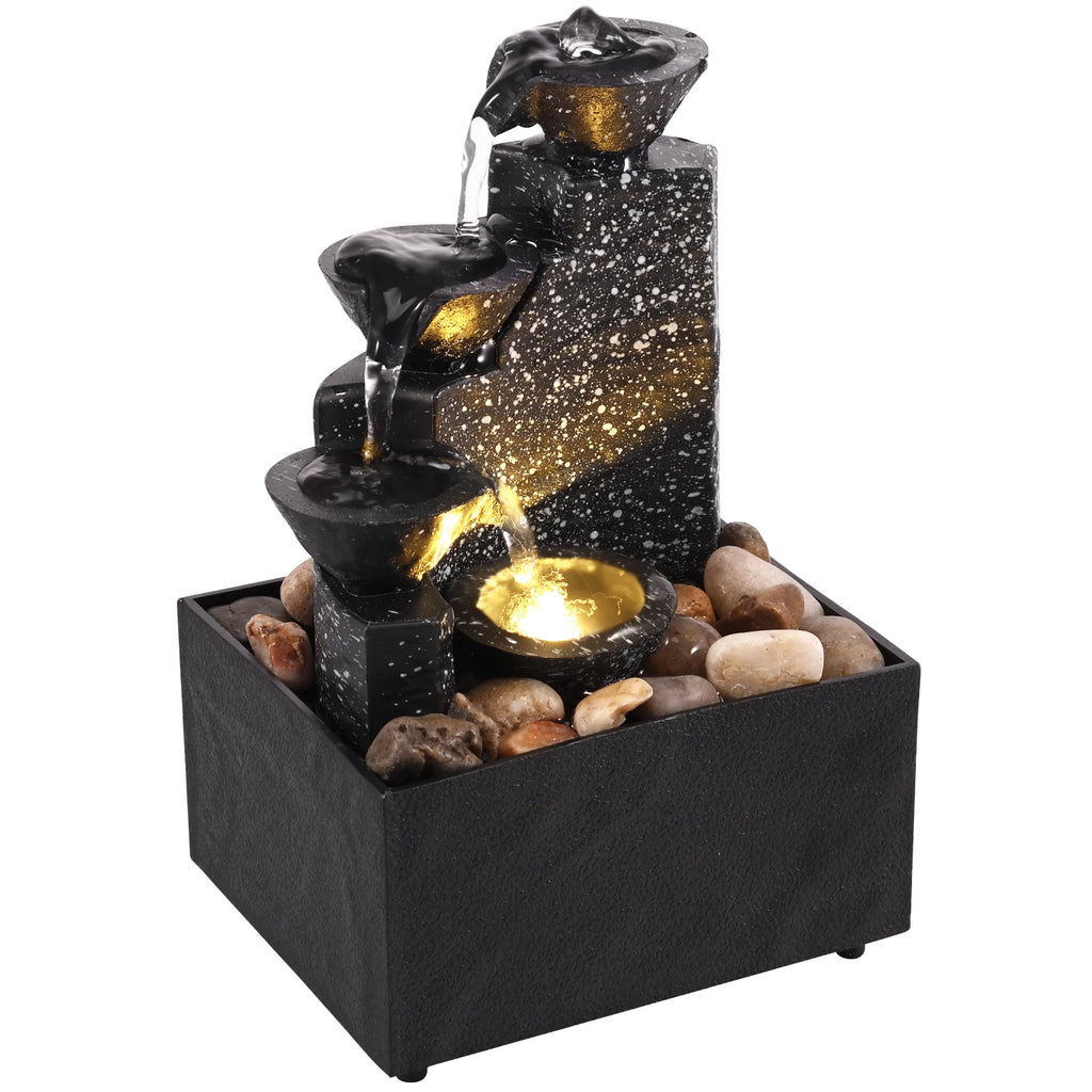 Tabletop Waterfall Fountain with Soft Lights