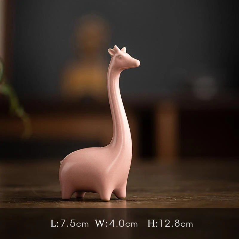 Giraffe Elephant and Mini Ceramic Figurine Desktop  Minimalist Decorative Ornaments for Home Office Decor