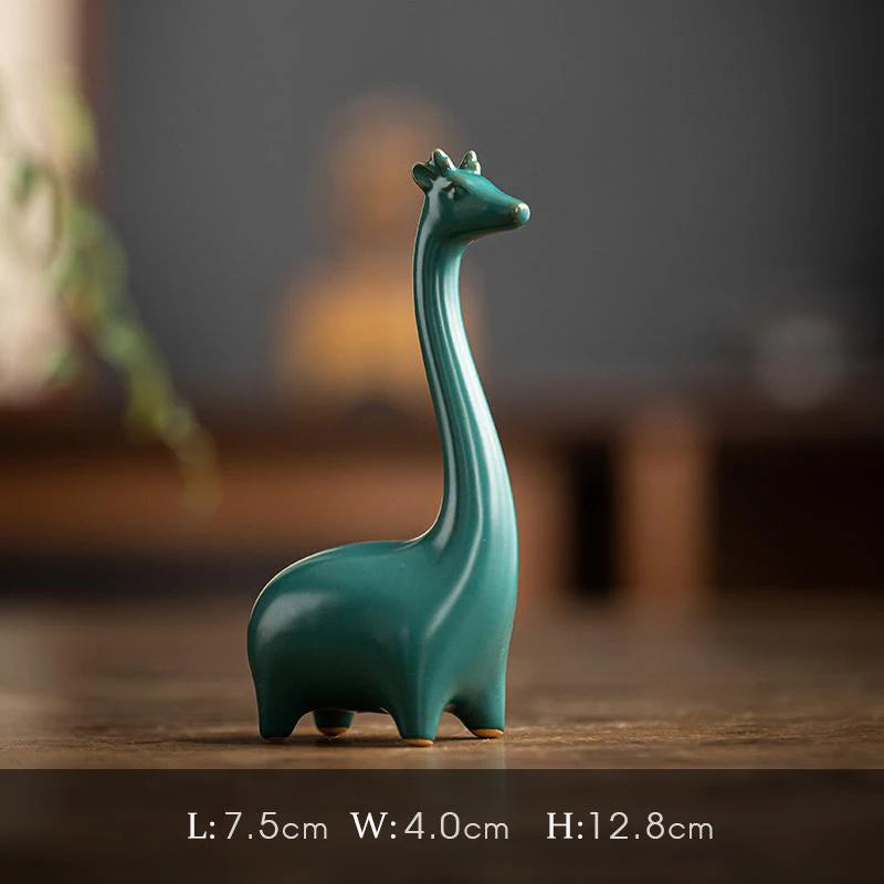 Giraffe Elephant and Mini Ceramic Figurine Desktop  Minimalist Decorative Ornaments for Home Office Decor