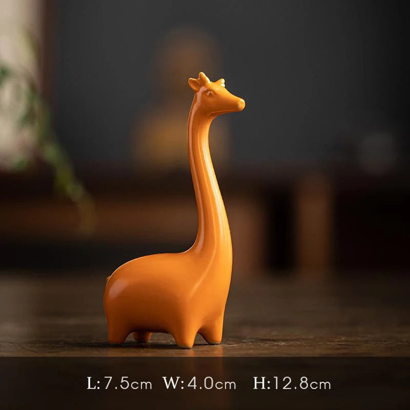 Giraffe Elephant and Mini Ceramic Figurine Desktop  Minimalist Decorative Ornaments for Home Office Decor