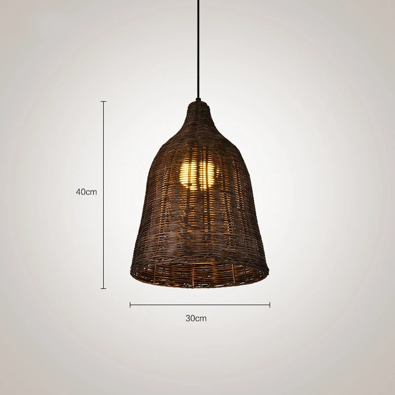Woven Bamboo Pendant: Rural Loft Style.