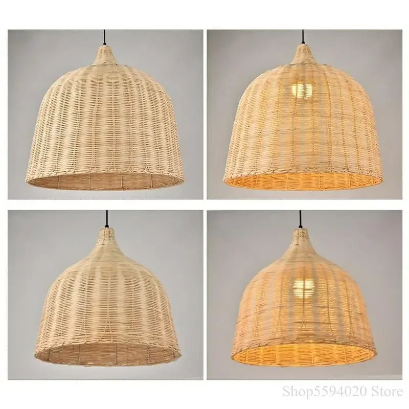Woven Bamboo Pendant: Rural Loft Style.