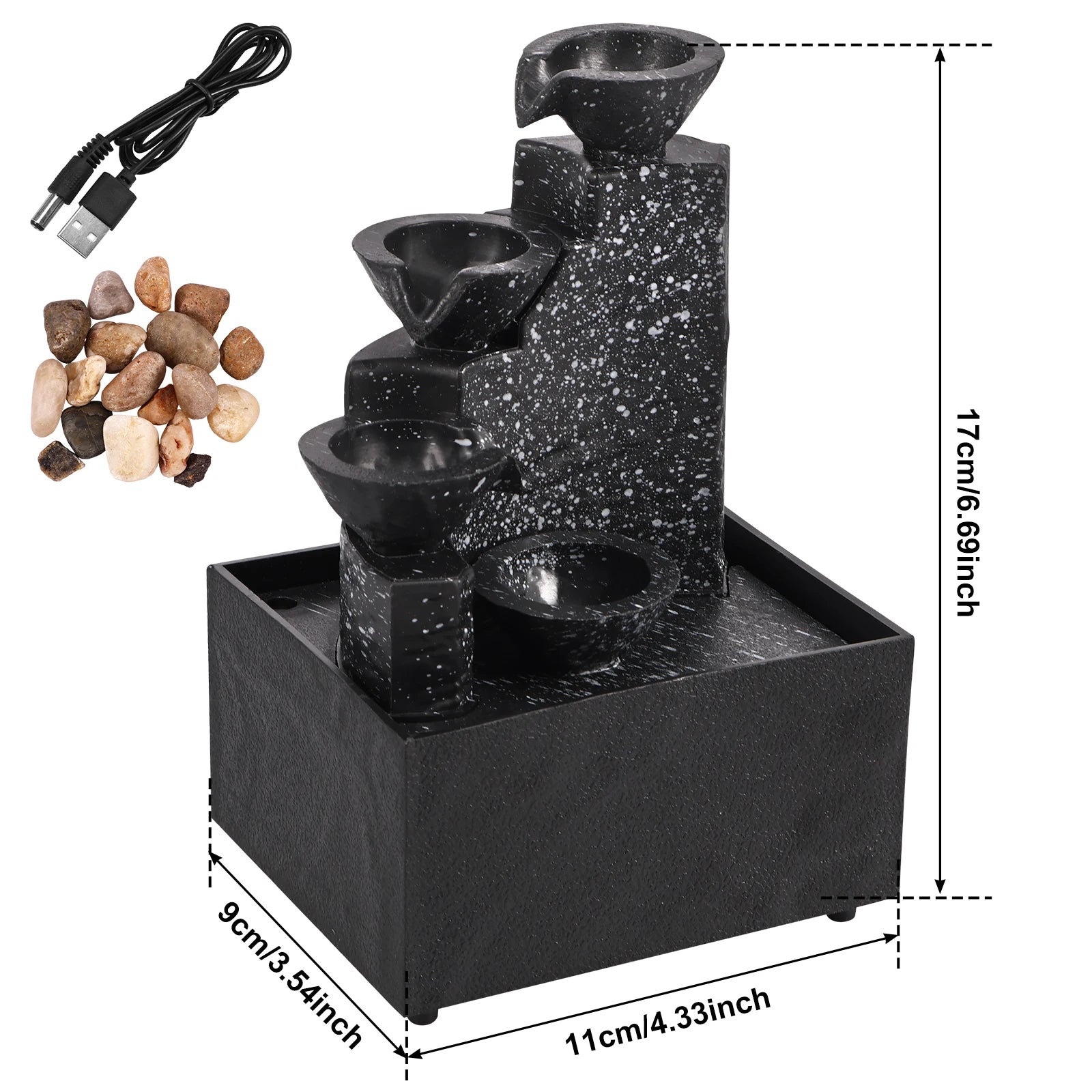 Tabletop Waterfall Fountain with Soft Lights