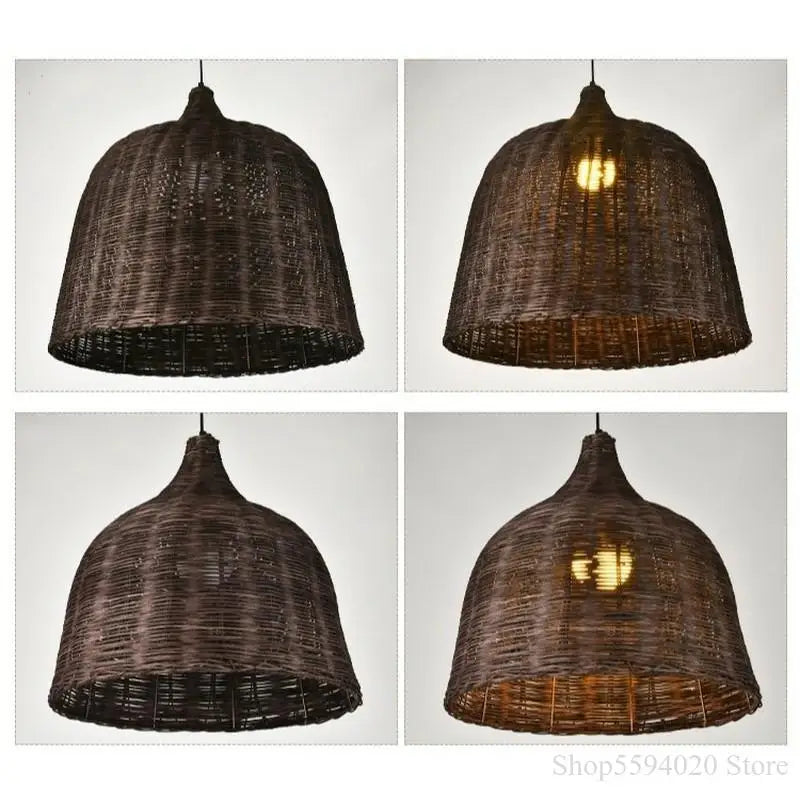 Woven Bamboo Pendant: Rural Loft Style.