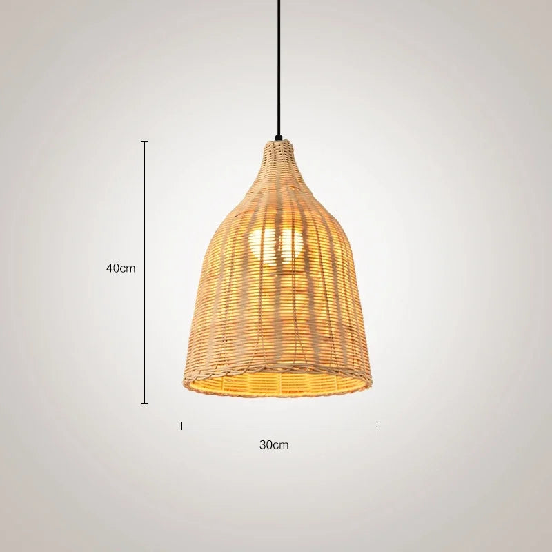 Woven Bamboo Pendant: Rural Loft Style.